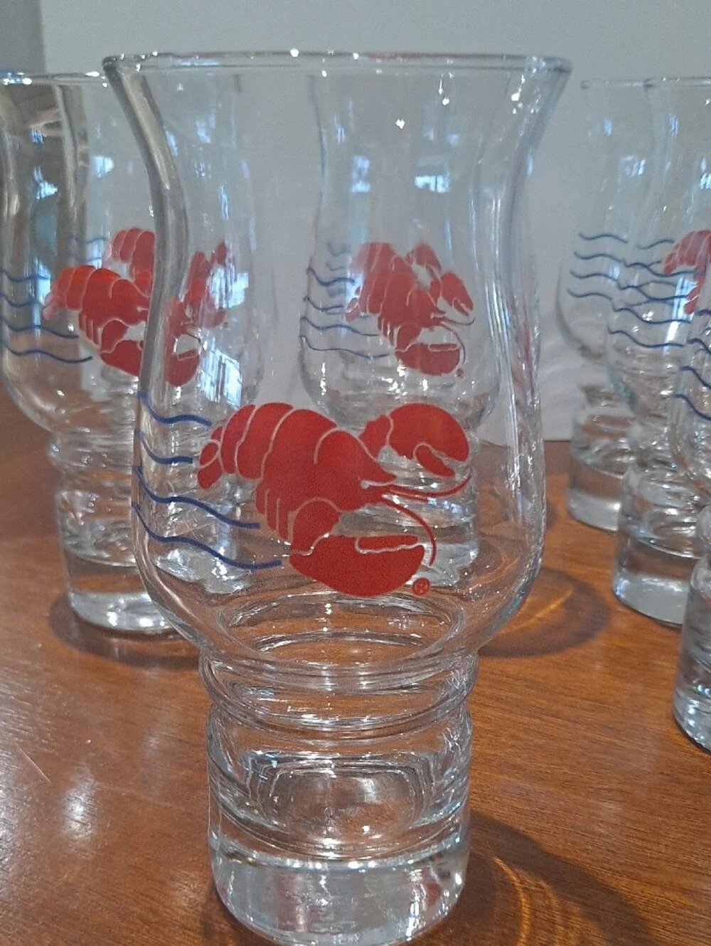 VINTAGE Libbey Clear Glass Tumblers with Red Lobster Motif - Set of 10.   NEW!